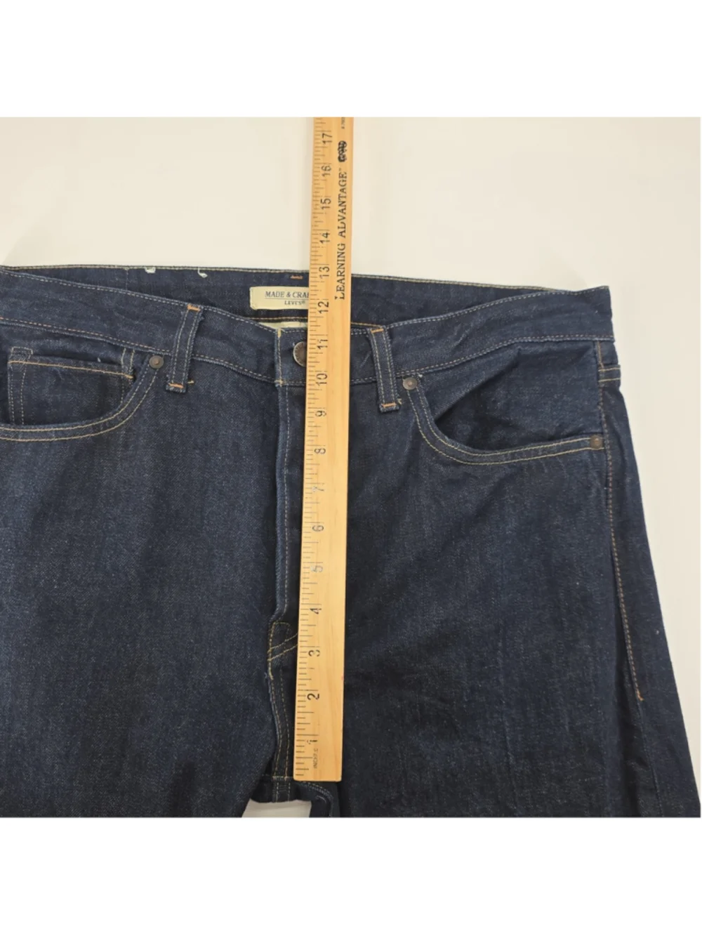 Levi's Made & Crafted Ruler Straight Jeans 34x32 Dark Indigo Button Fly 100%...